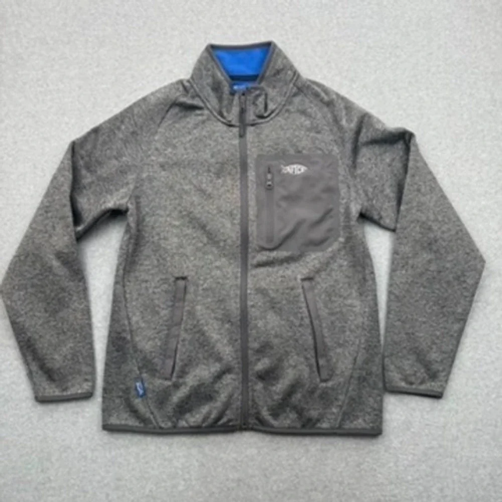 AFTCO Jacket Mens Small Gorpcore Technical Heathered Gray Full Zip Fleece